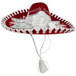 Luna genuine Sombrero child's red velvet silver sequins